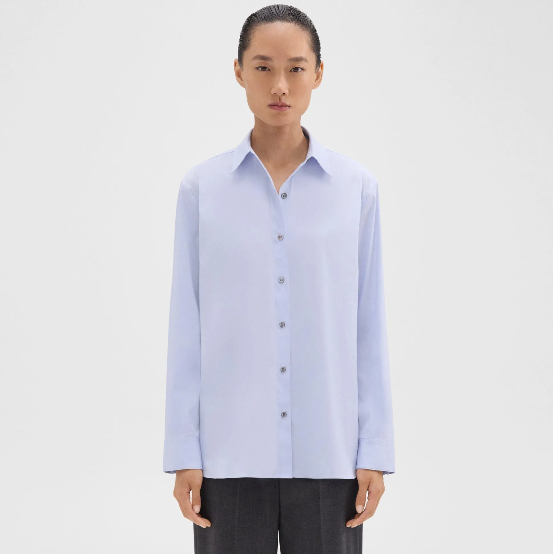 Theory Menswear Shirt In Good Cotton-Women Tops