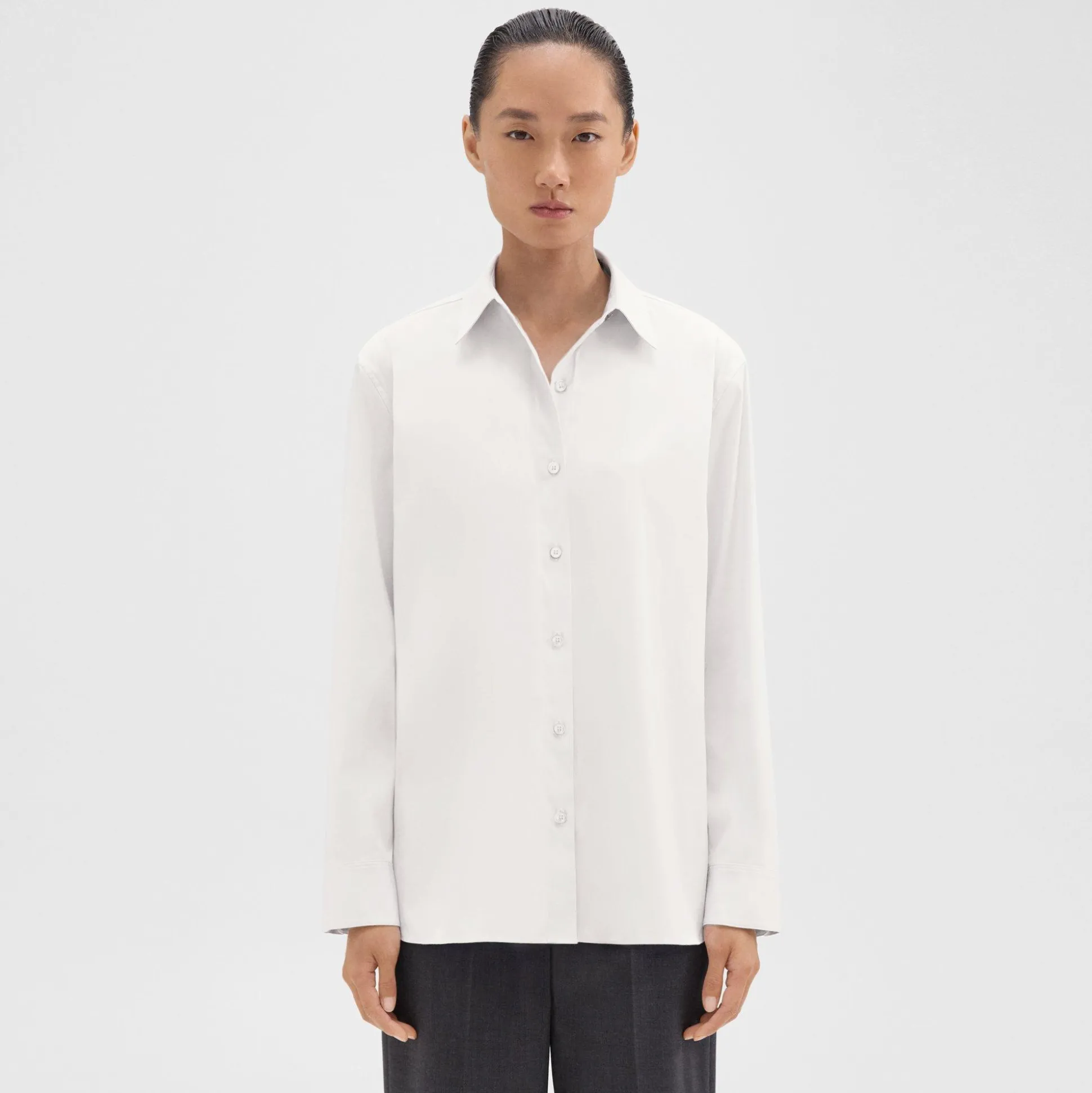 Theory Menswear Shirt In Good Cotton-Women Tops