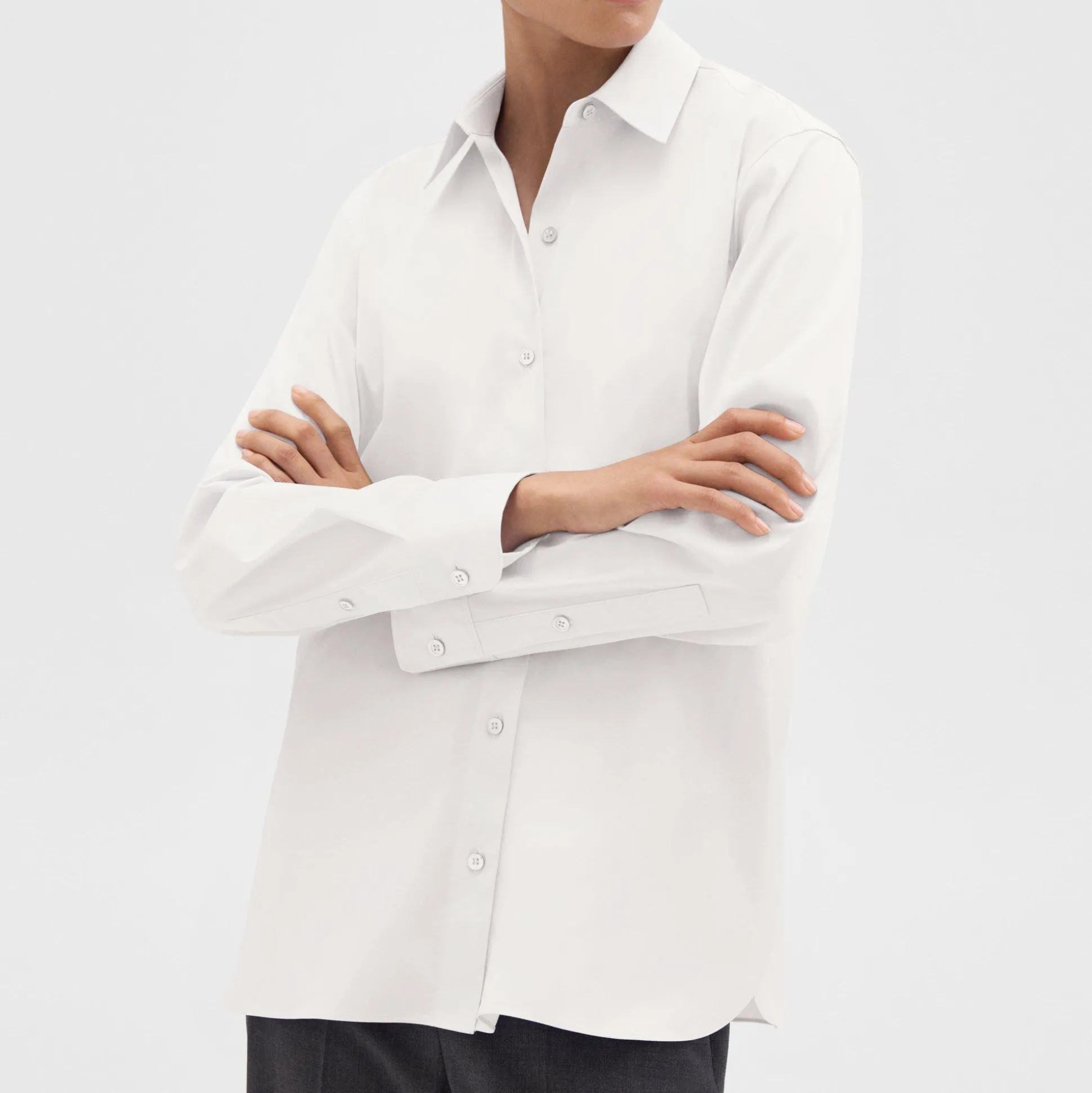 Theory Menswear Shirt In Good Cotton-Women Tops