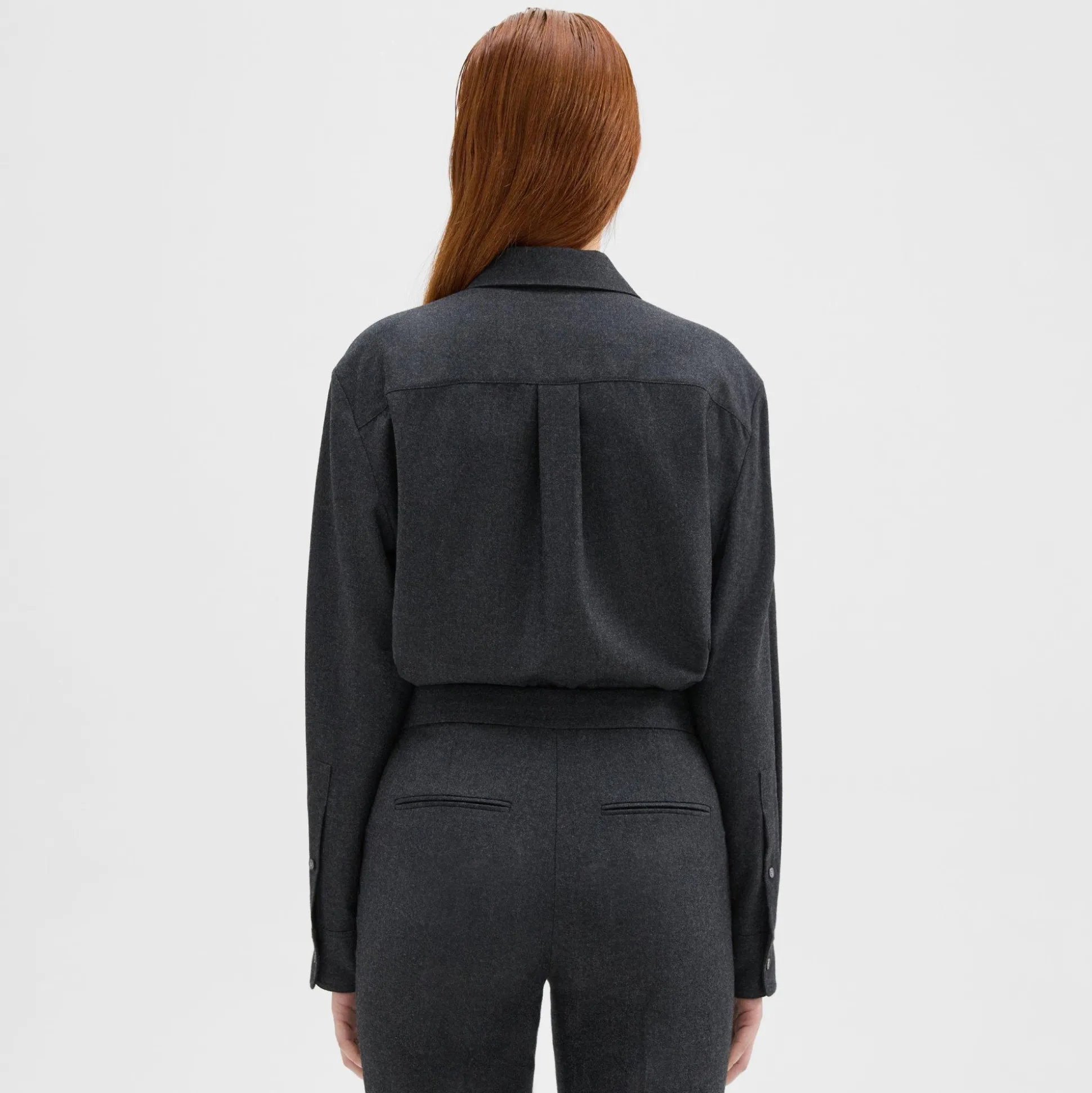Theory Menswear Shirt In Sleek Flannel-Women Tops