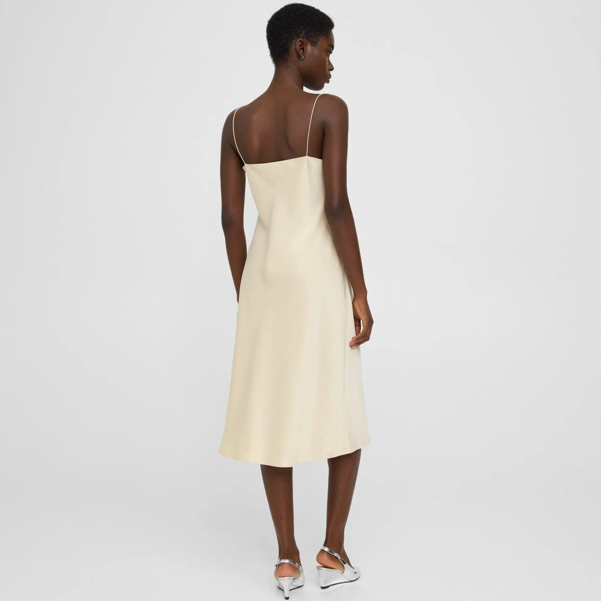 Theory Midi Slip Dress In Satin-Women Dresses