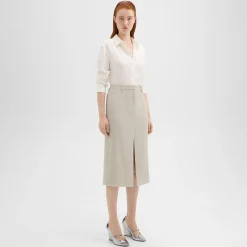Theory Midi Trouser Skirt In Admiral Crepe-Women Suits|Skirts