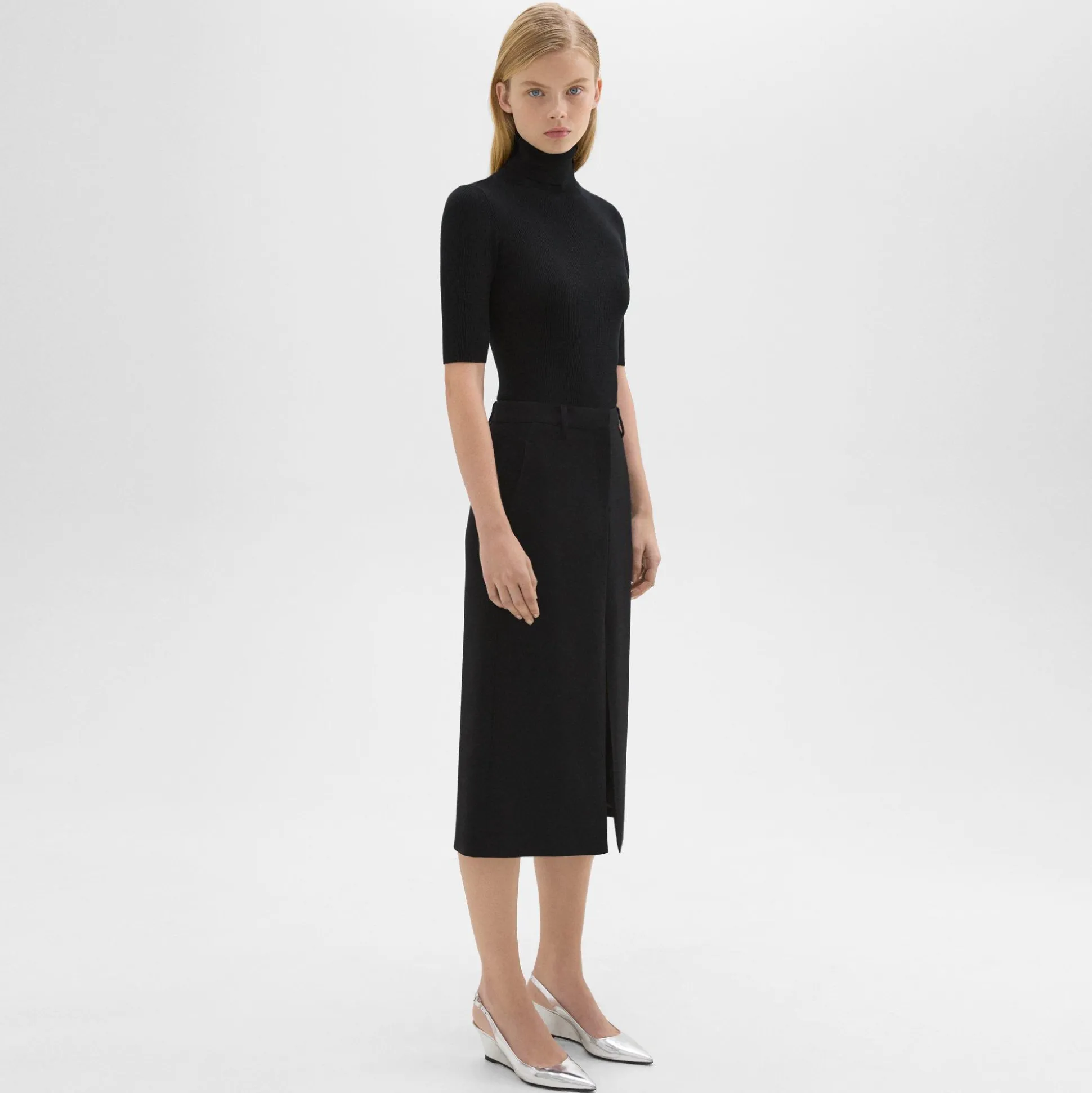 Theory Midi Trouser Skirt In Admiral Crepe-Women Suits|Skirts