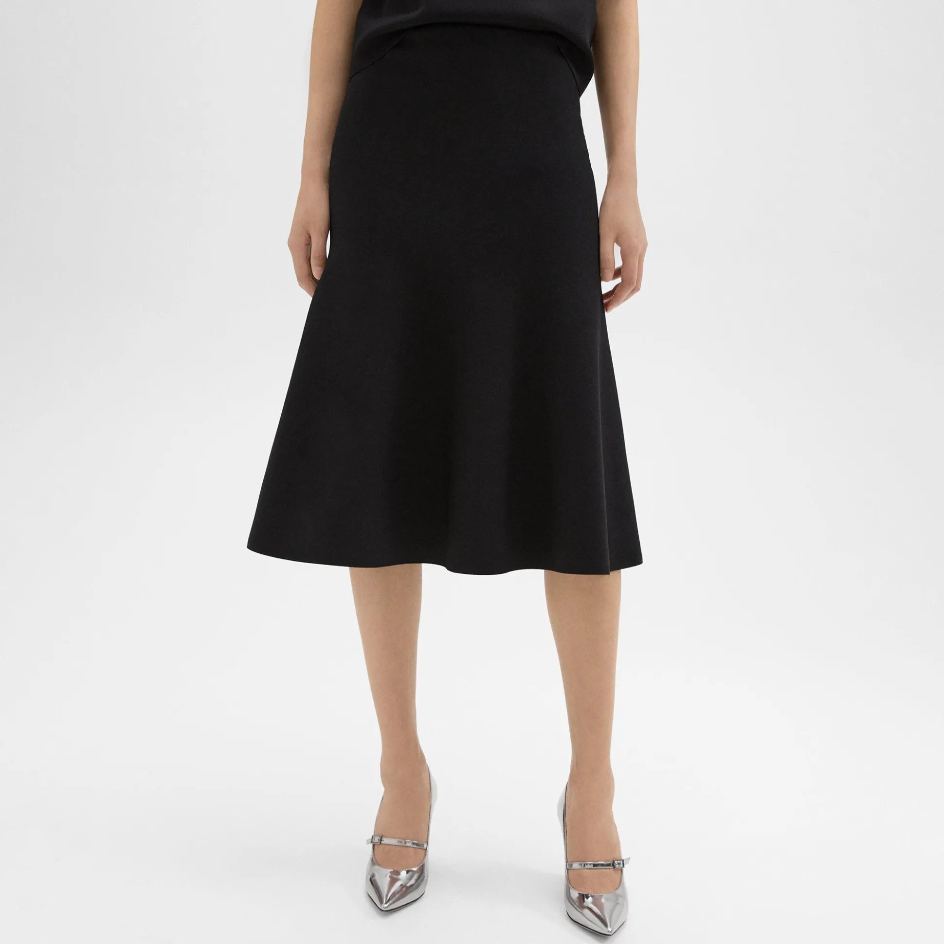 Theory Midi Trumpet Skirt In Crepe Knit-Women Skirts