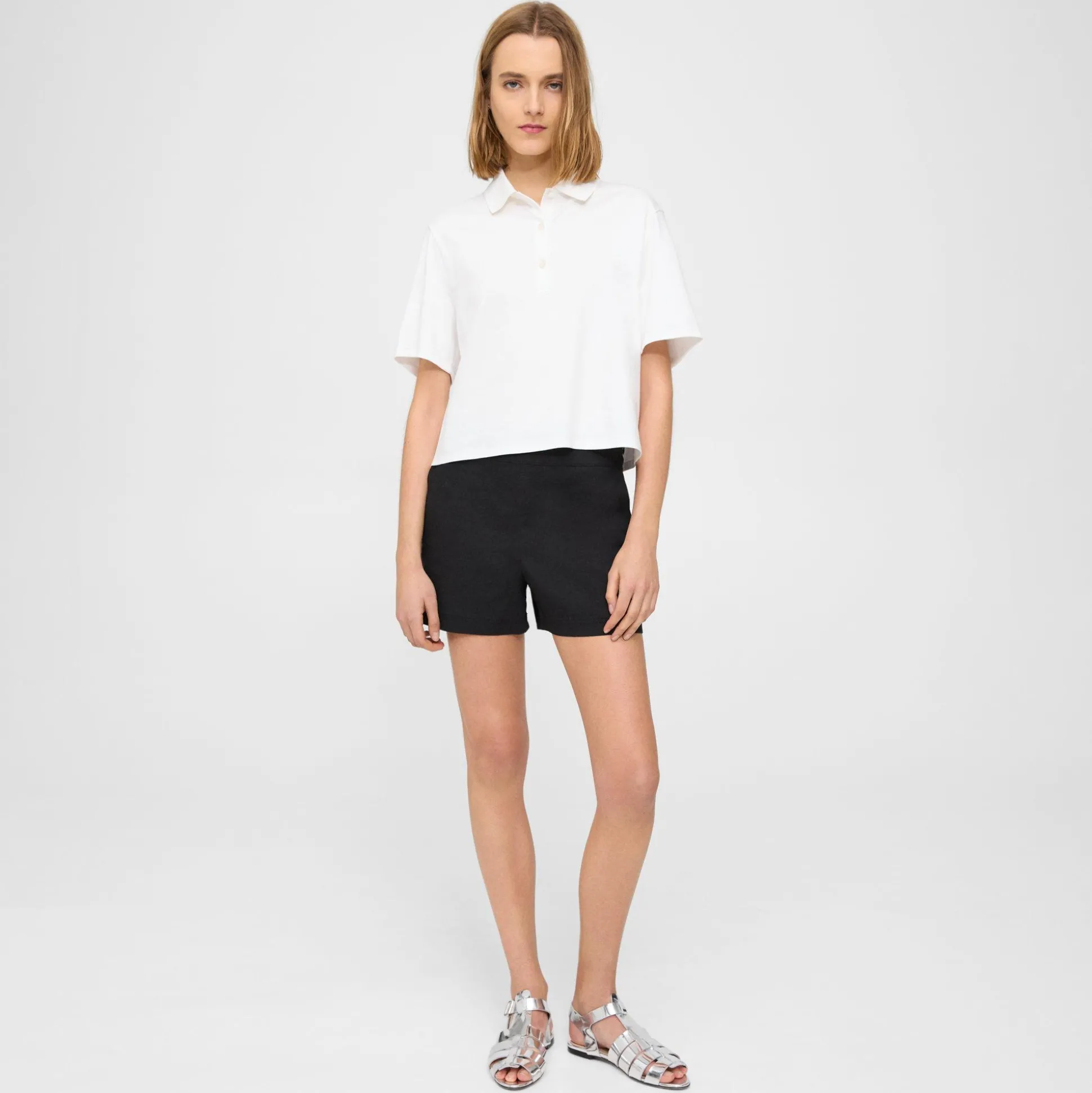 Theory Mini Short In Good Linen-Women Pants|Shorts