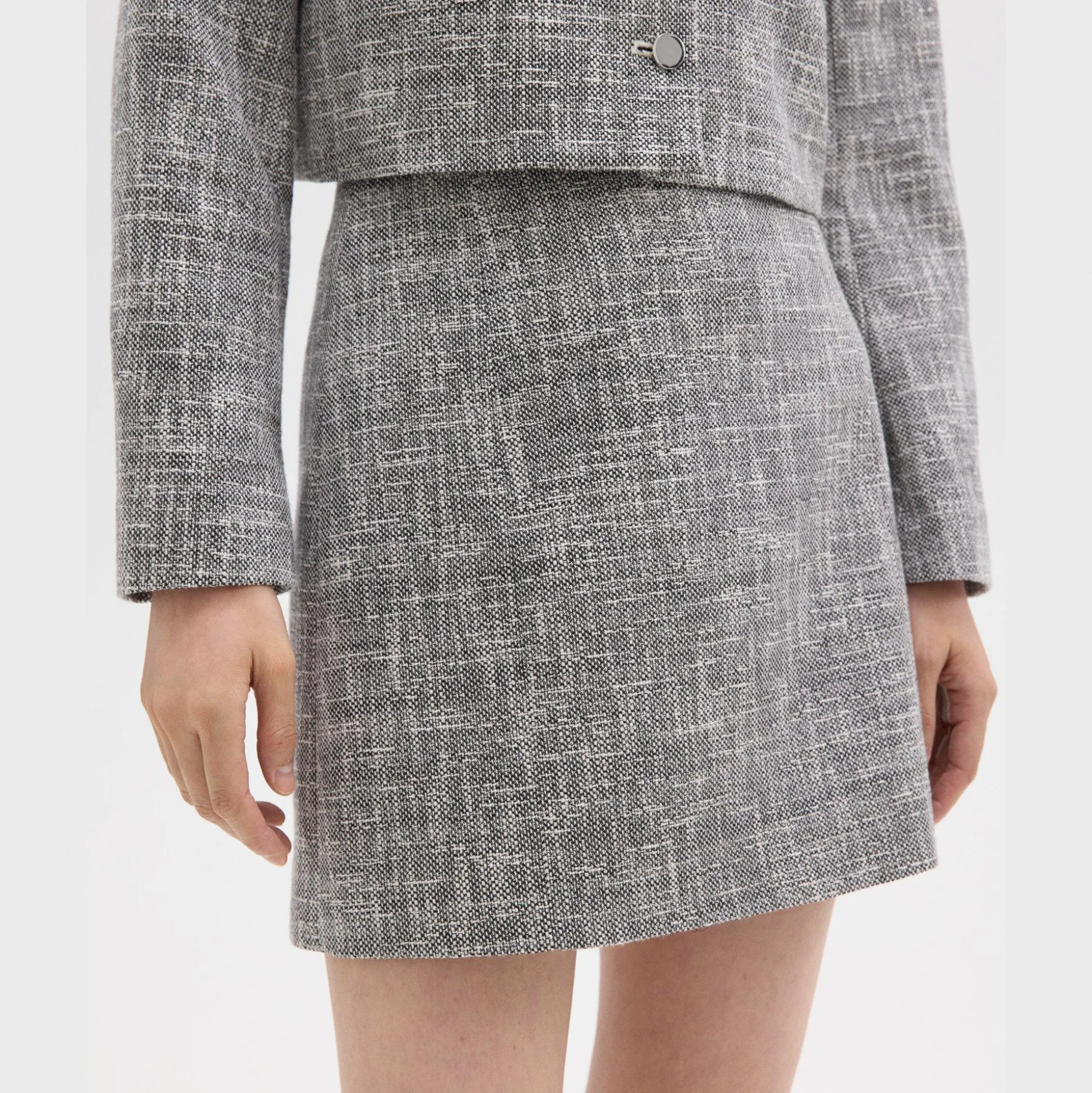 Theory Mini Skirt In Canvas Tweed-Women Skirts