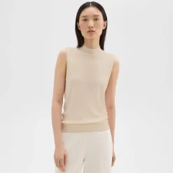 Theory Mock Neck Sweater Shell In Regal Wool-Women Sweaters + Cardigans
