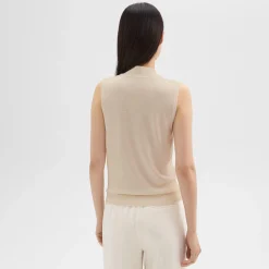 Theory Mock Neck Sweater Shell In Regal Wool-Women Sweaters + Cardigans