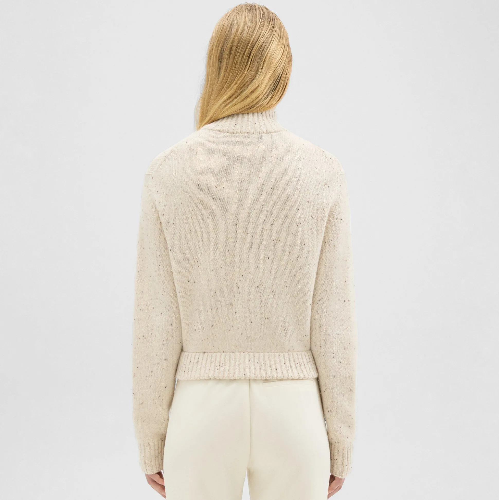 Theory Mock Neck Zip-Up Cardigan In Donegal Wool-Cashmere-Women Sweaters + Cardigans