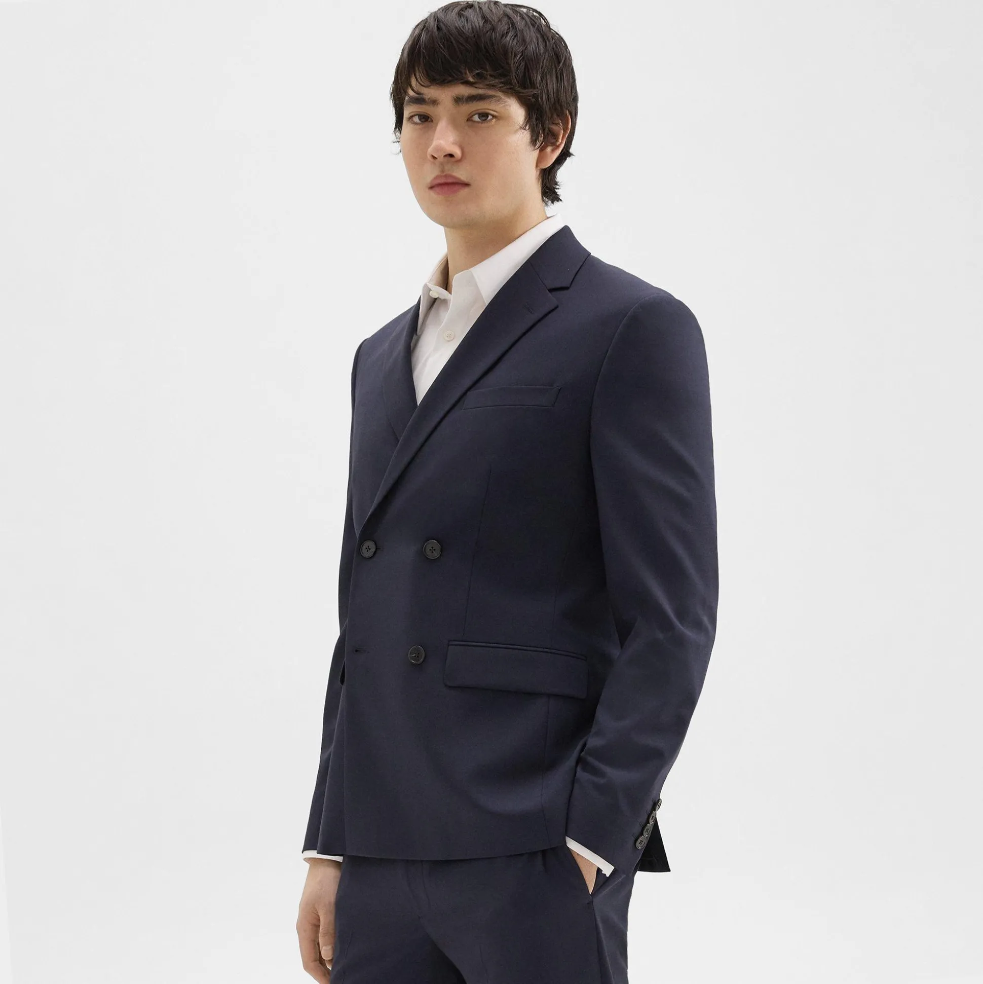 Theory Morton Double-Breasted Blazer In Stretch Wool-Men Blazers + Jackets