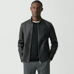 Theory Morvek Zip Jacket In Leather-Men Outerwear|Blazers + Jackets