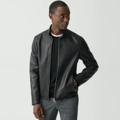 Theory Morvek Zip Jacket In Leather-Men Outerwear|Blazers + Jackets