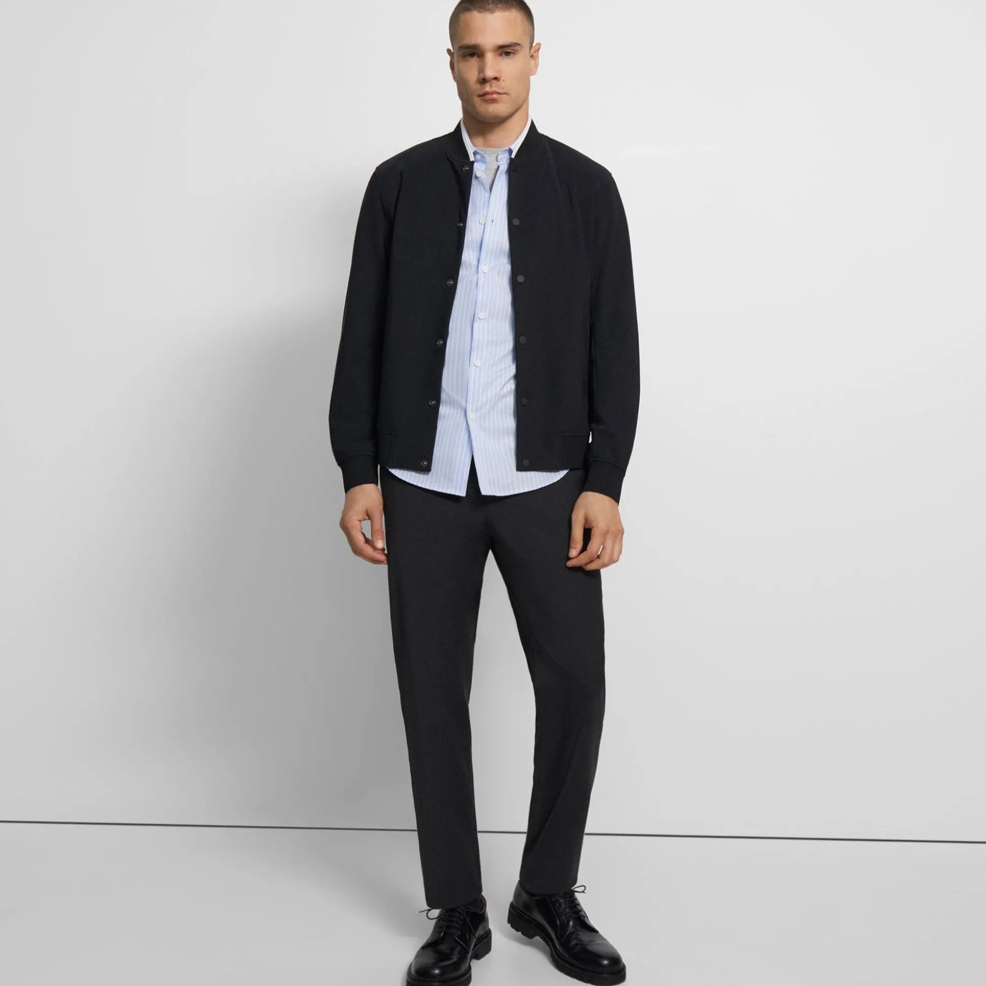 Theory Murphy Bomber Jacket In Precision Ponte-Men Outerwear|Blazers + Jackets