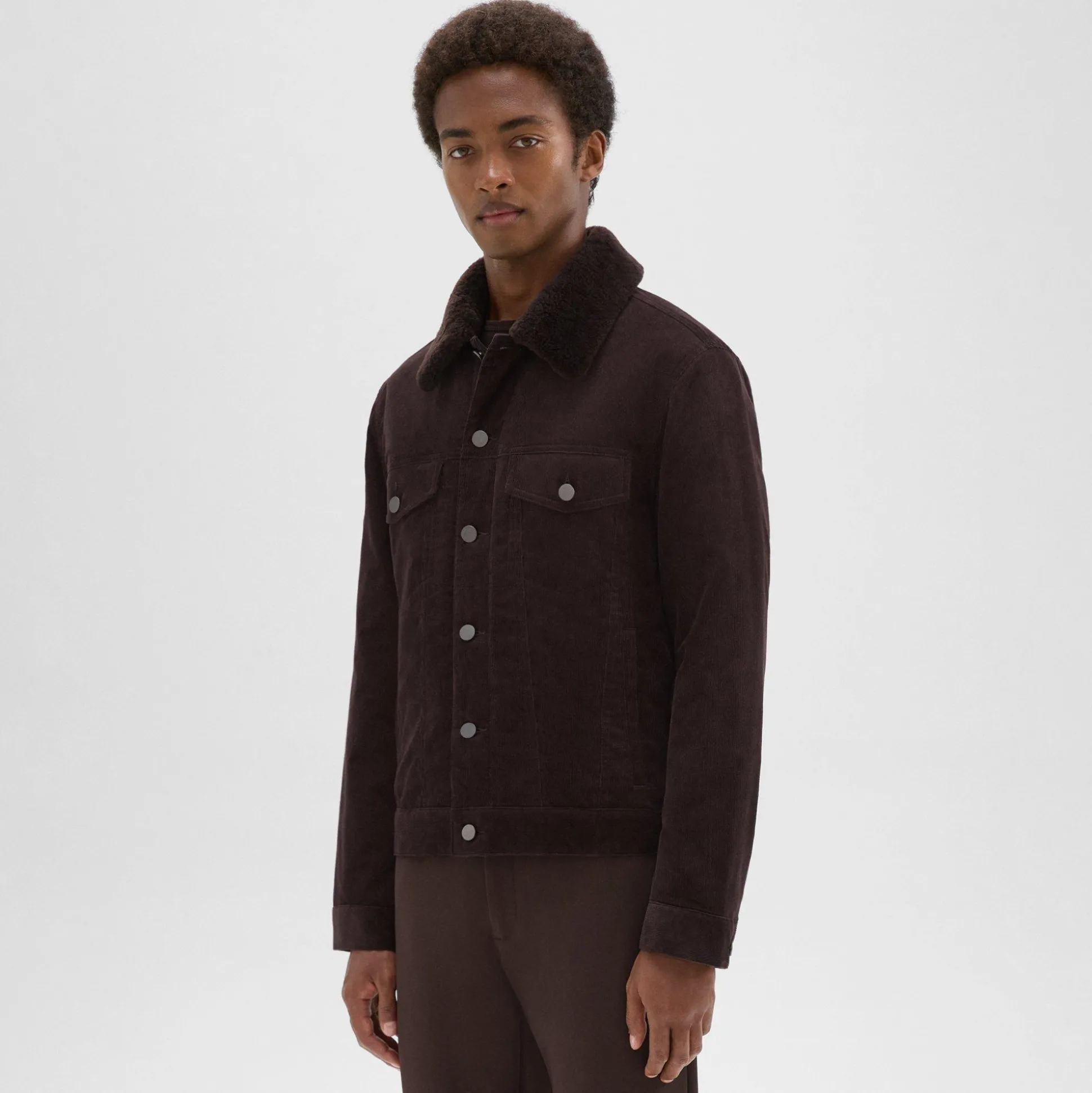 Theory Neil Trucker Jacket In Stretch Corduroy-Men Outerwear|Blazers + Jackets