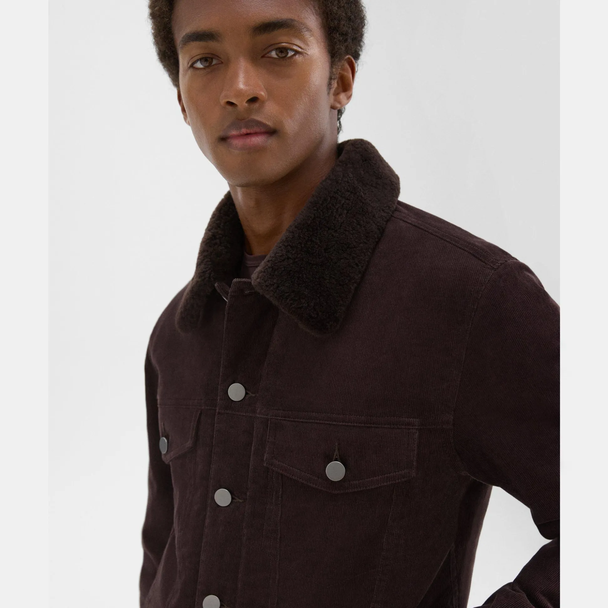 Theory Neil Trucker Jacket In Stretch Corduroy-Men Outerwear|Blazers + Jackets