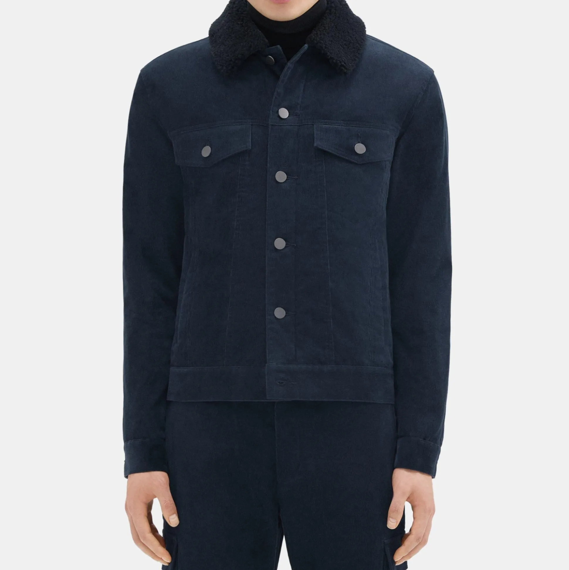 Theory Neil Trucker Jacket In Stretch Corduroy-Men Outerwear|Blazers + Jackets