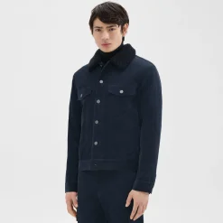 Theory Neil Trucker Jacket In Stretch Corduroy-Men Outerwear|Blazers + Jackets