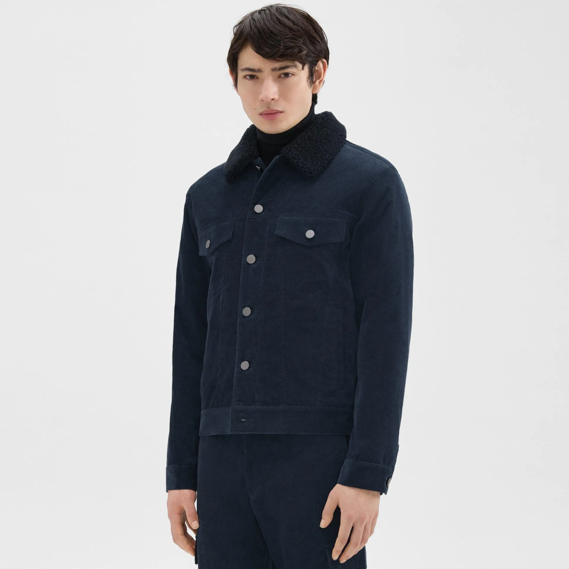 Theory Neil Trucker Jacket In Stretch Corduroy-Men Outerwear|Blazers + Jackets