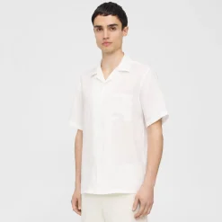 Theory Noll Short-Sleeve Shirt In Relaxed Linen-Men Shirts