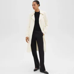 Theory Oaklane Trench Coat In Admiral Crepe-Women Outerwear