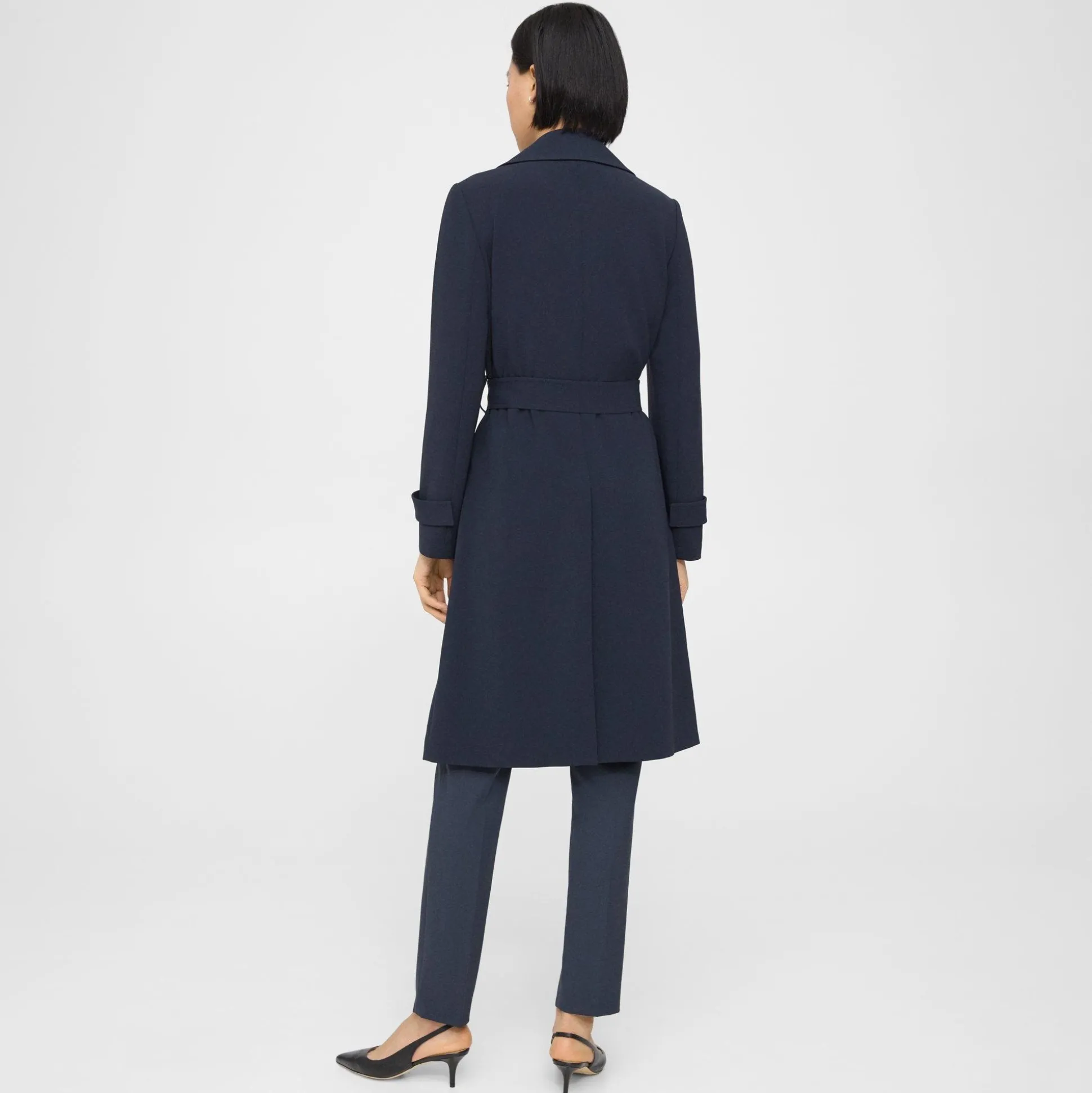 Theory Oaklane Trench Coat In Admiral Crepe-Women Outerwear