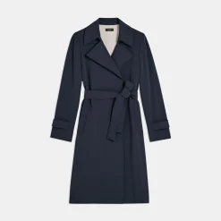 Theory Oaklane Trench Coat In Admiral Crepe-Women Outerwear