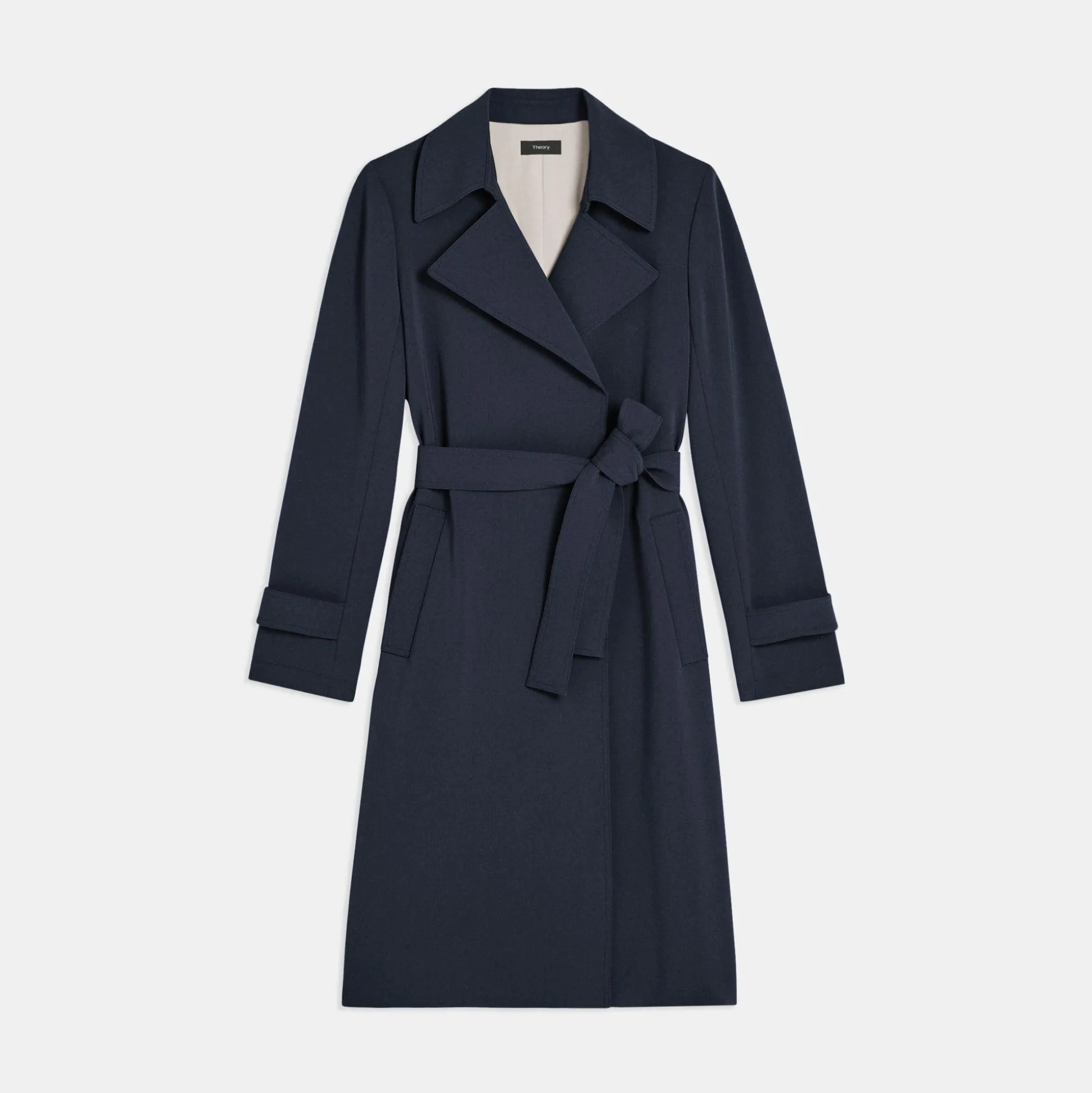 Theory Oaklane Trench Coat In Admiral Crepe-Women Outerwear