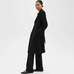 Theory Oaklane Trench Coat In Admiral Crepe-Women Outerwear