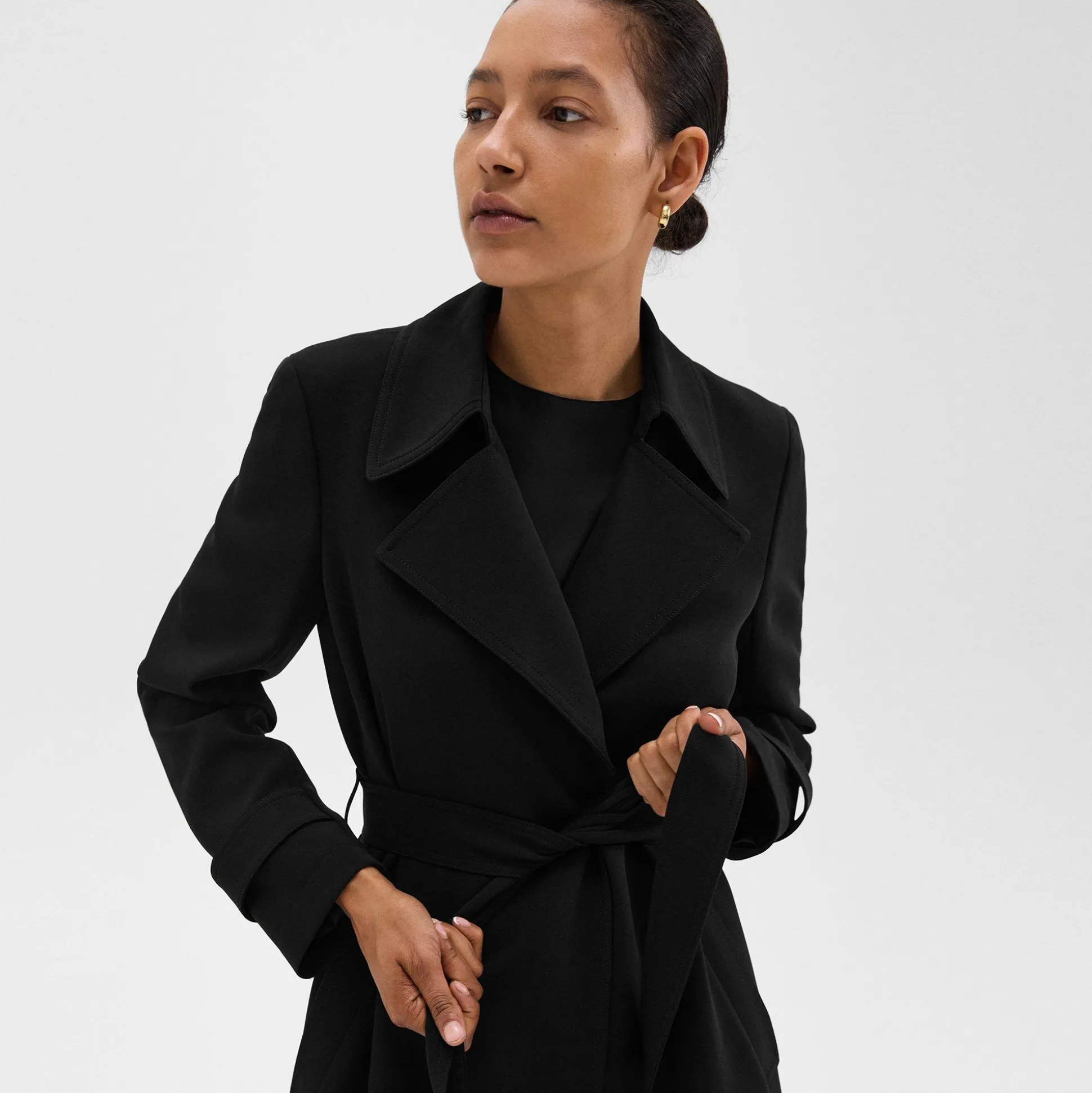 Theory Oaklane Trench Coat In Admiral Crepe-Women Outerwear