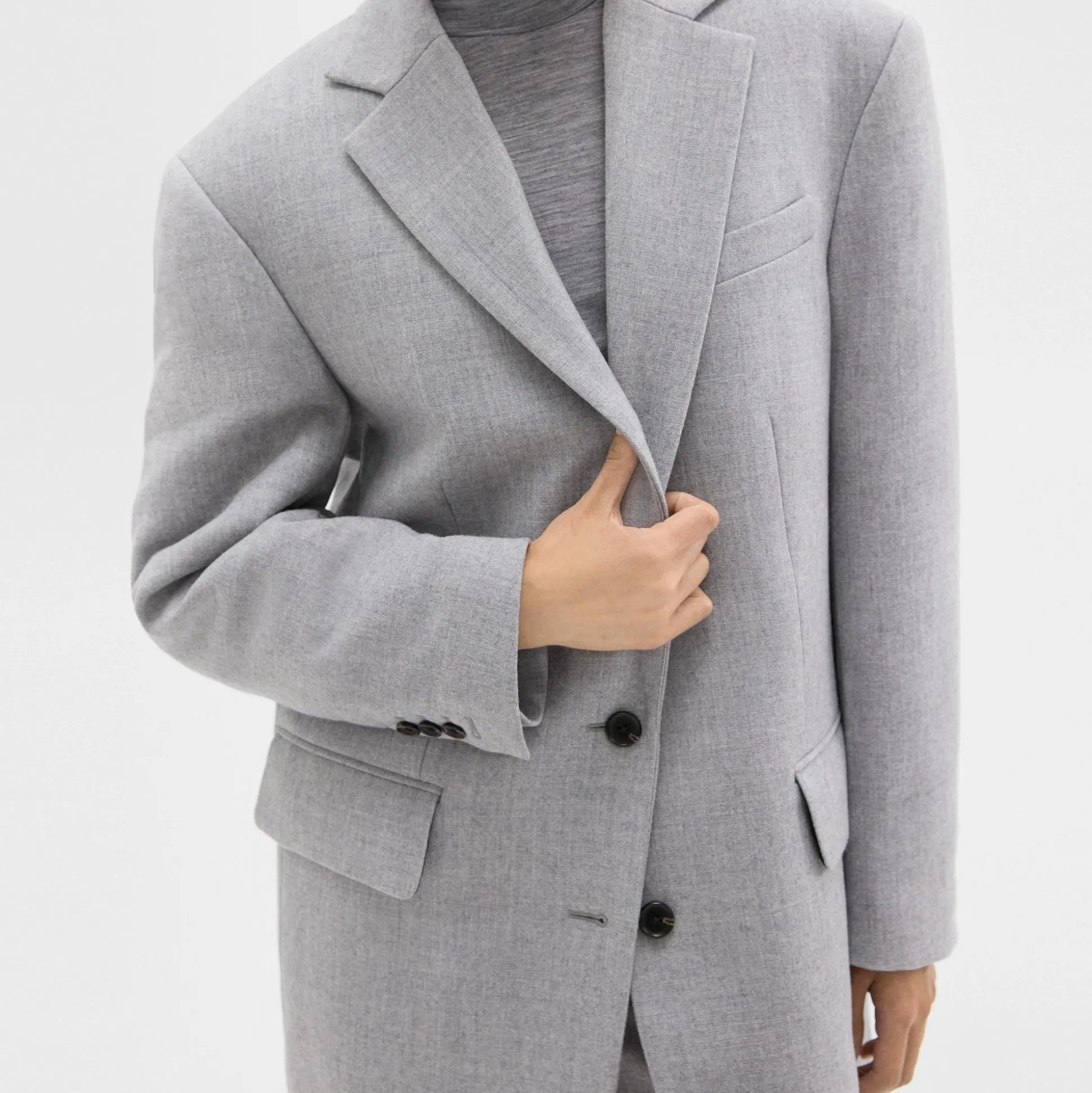 Theory Oversized Blazer In Double-Face Wool Flannel-Women Outerwear