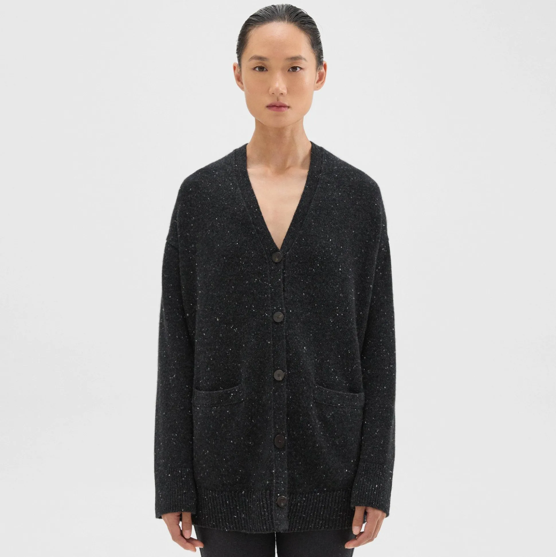 Theory Oversized Cardigan In Donegal Wool-Cashmere-Women Sweaters + Cardigans