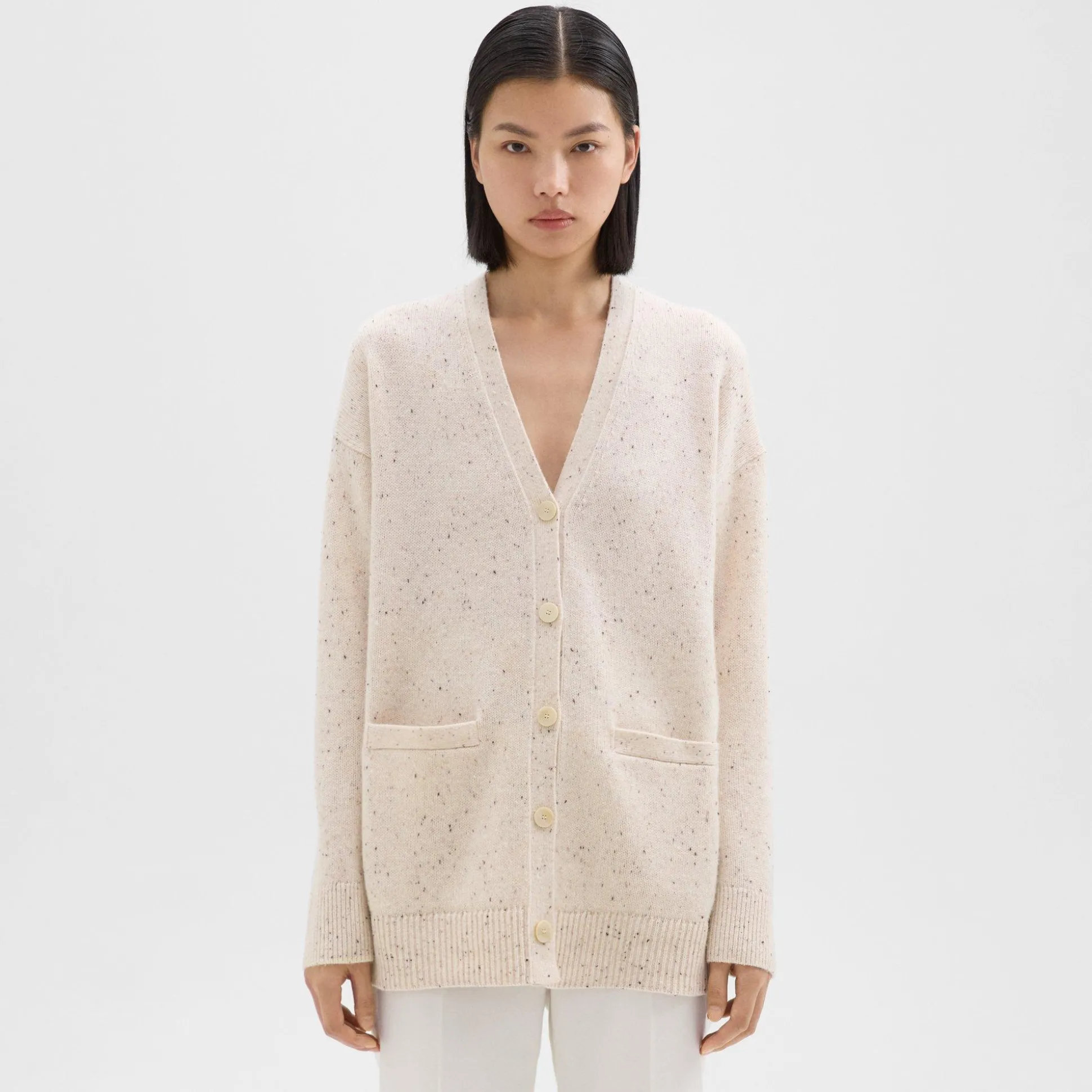 Theory Oversized Cardigan In Donegal Wool-Cashmere-Women Sweaters + Cardigans