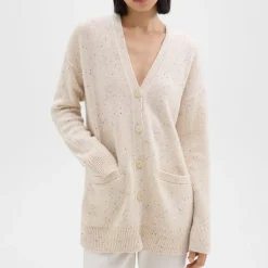Theory Oversized Cardigan In Donegal Wool-Cashmere-Women Sweaters + Cardigans