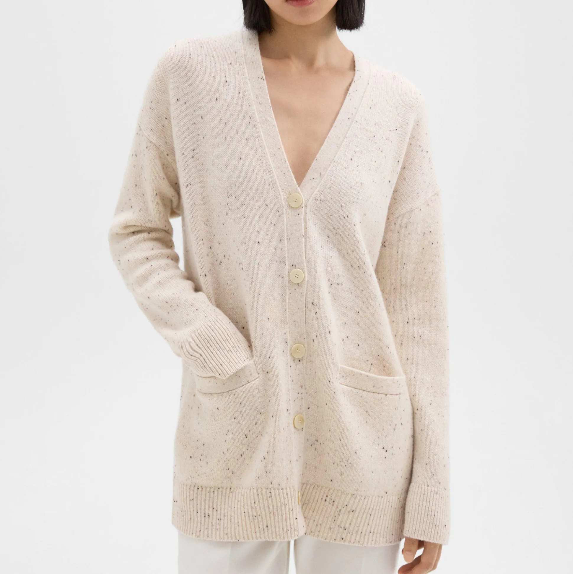 Theory Oversized Cardigan In Donegal Wool-Cashmere-Women Sweaters + Cardigans