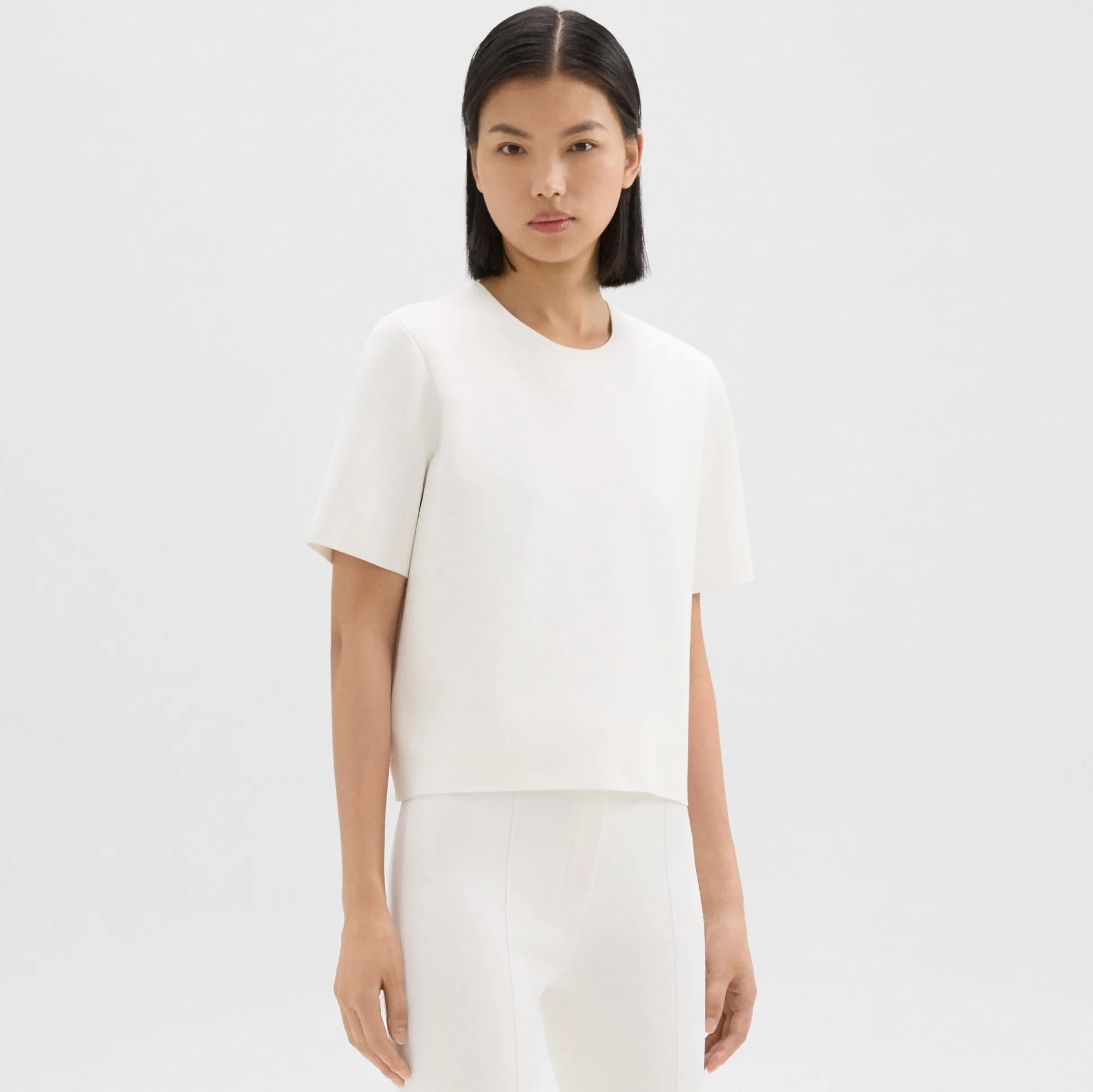 Theory Oversized Sweater Tee In Crepe Knit-Women Sweaters + Cardigans
