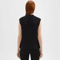 Theory Oversized Sweater Vest In Feather Cotton-Blend-Women Sweaters + Cardigans