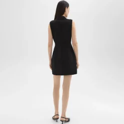 Theory Peak Lapel Mini Dress In Admiral Crepe-Women Dresses