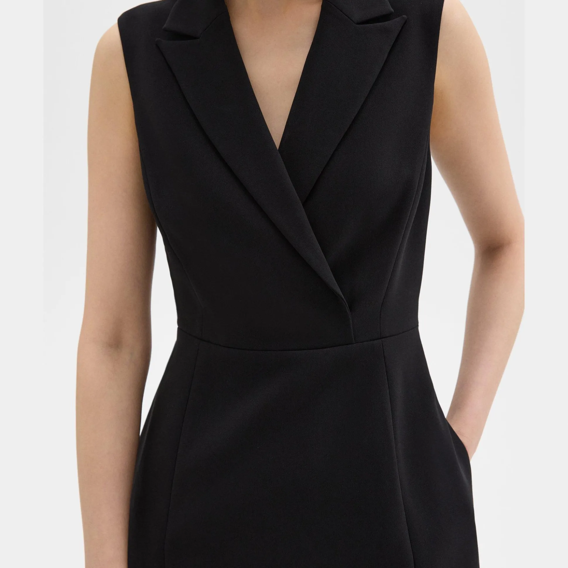 Theory Peak Lapel Mini Dress In Admiral Crepe-Women Dresses