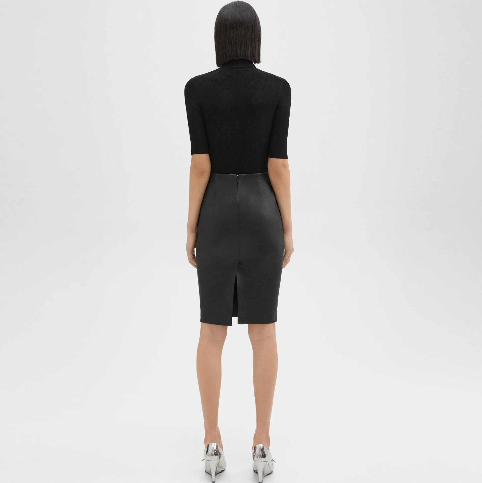 Theory Pencil Skirt In Leather-Women Skirts
