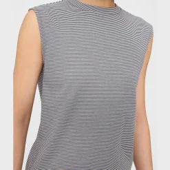 Theory Perfect Cut-Off Tee In Striped Cotton Jersey-Women T-Shirts