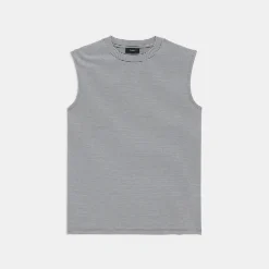 Theory Perfect Cut-Off Tee In Striped Cotton Jersey-Women T-Shirts