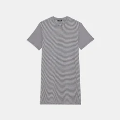 Theory Perfect T-Shirt Dress In Striped Cotton Jersey-Women Dresses