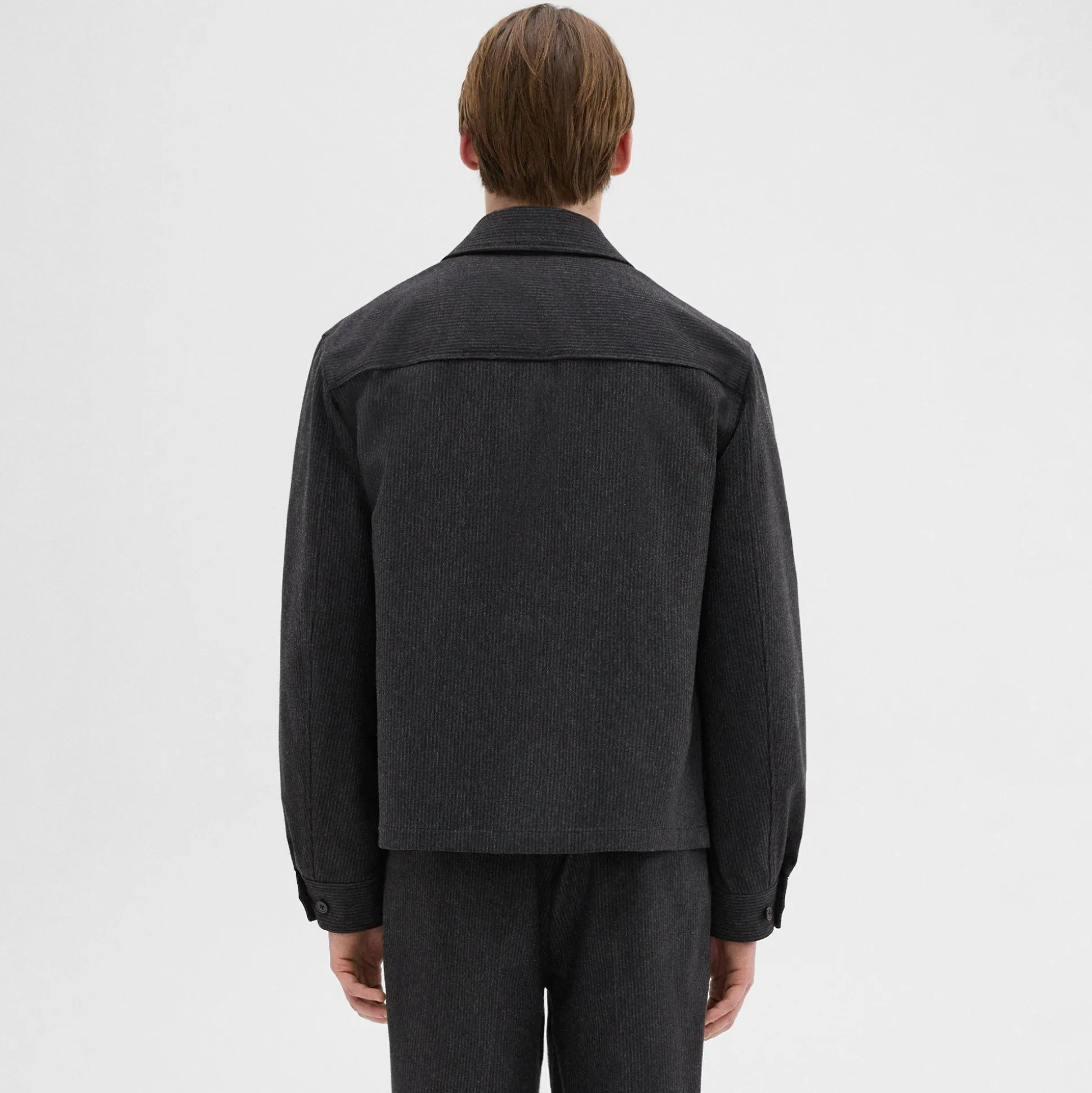 Theory Pinstripe Flannel Shirt Jacket-Men Outerwear