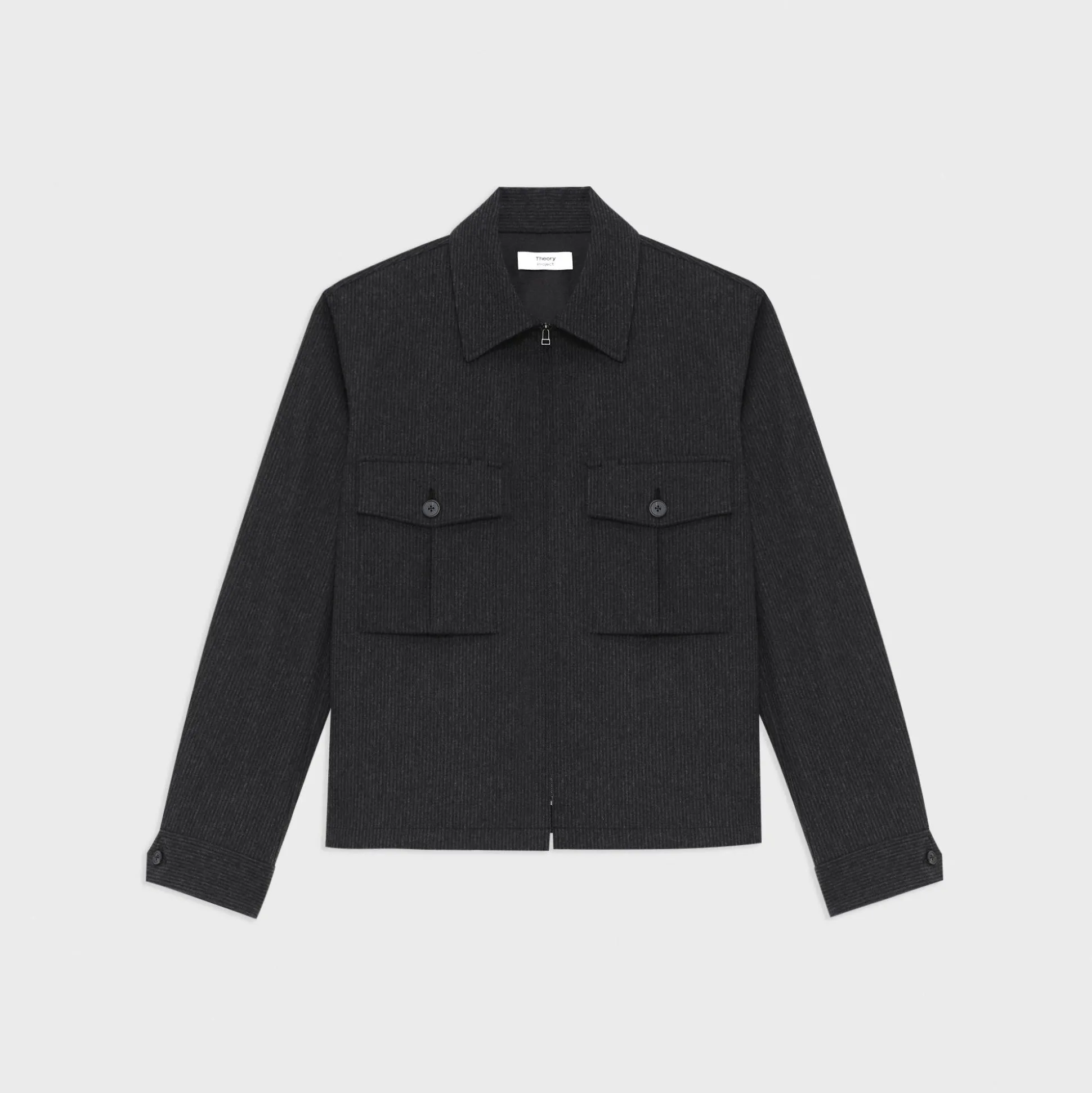 Theory Pinstripe Flannel Shirt Jacket-Men Outerwear