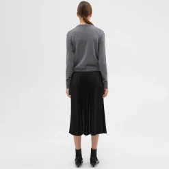 Theory Pleated Crinkle Twill Skirt-Women Skirts