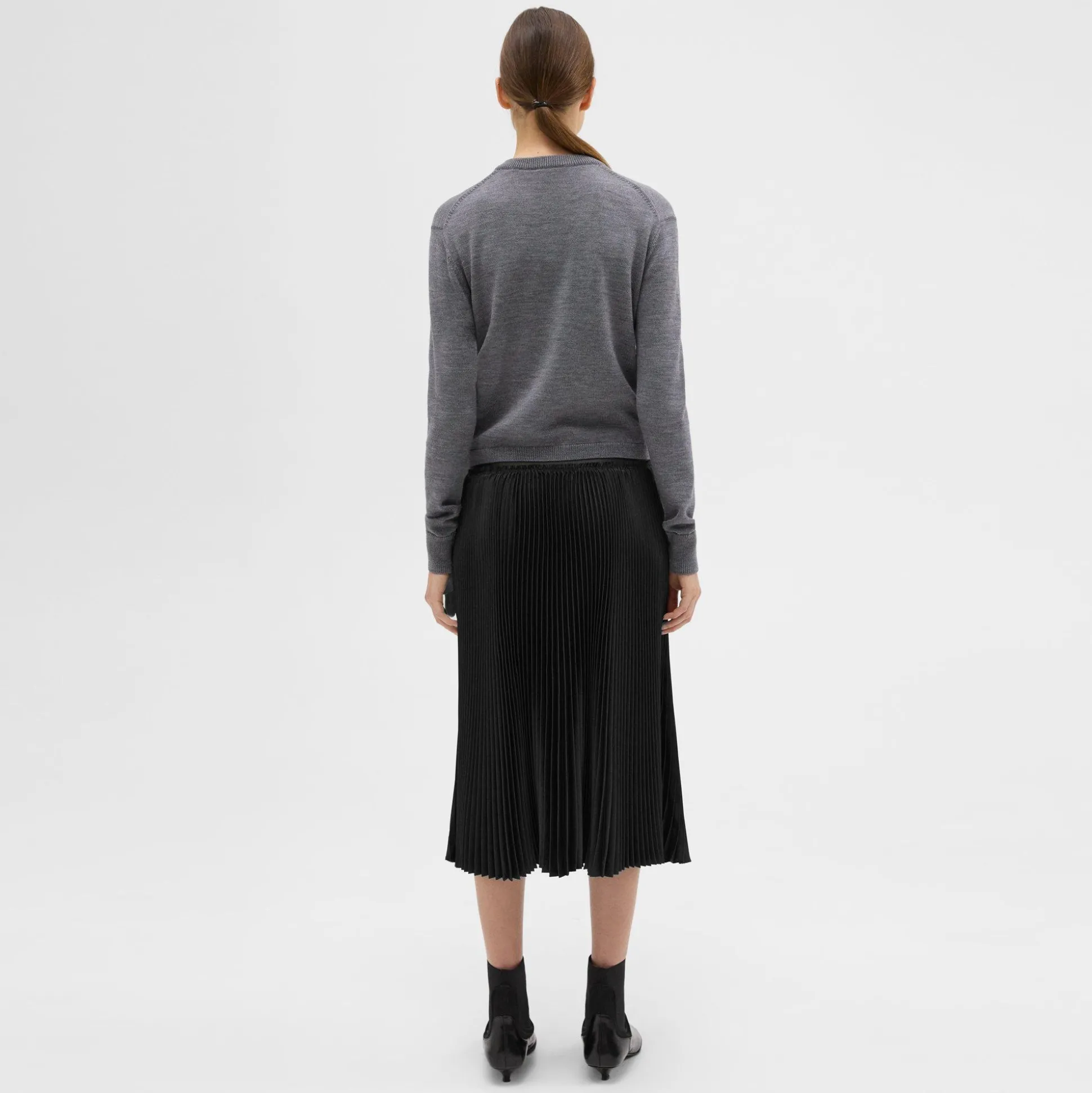 Theory Pleated Crinkle Twill Skirt-Women Skirts
