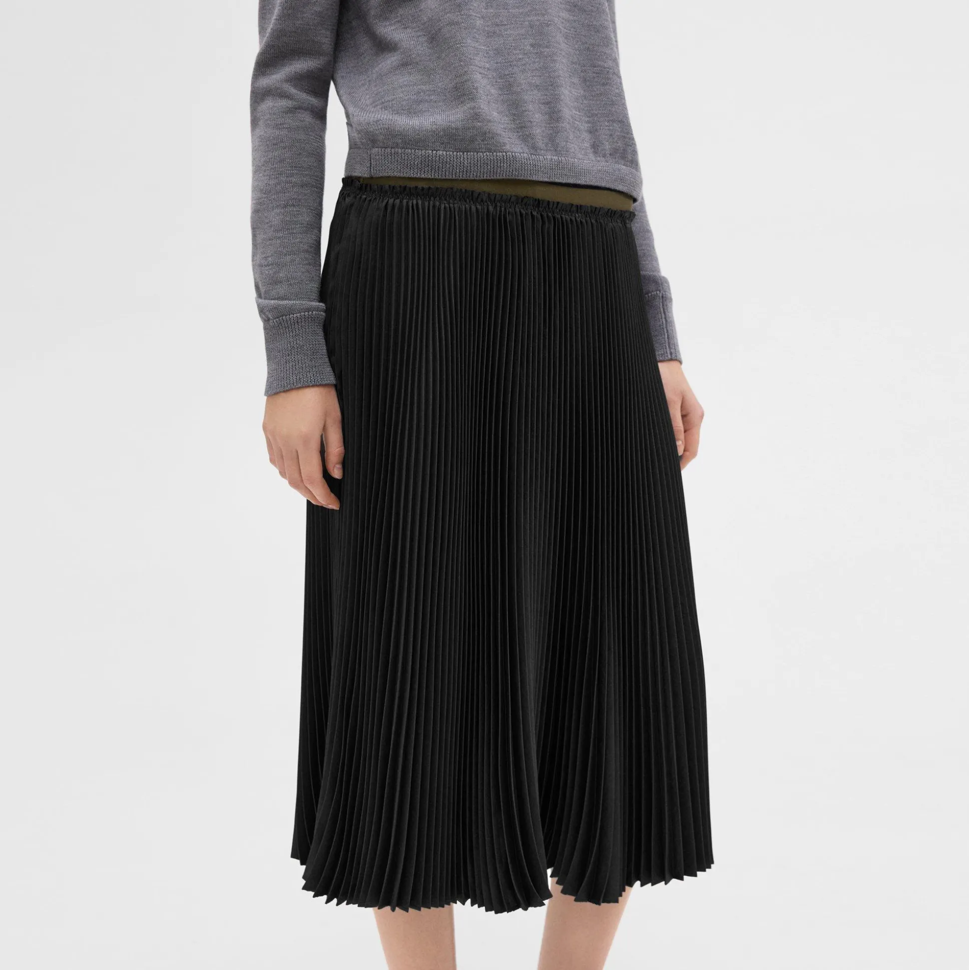 Theory Pleated Crinkle Twill Skirt-Women Skirts