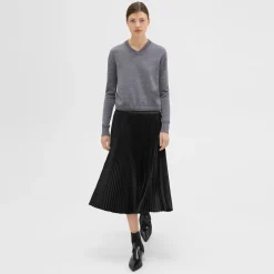 Theory Pleated Crinkle Twill Skirt-Women Skirts
