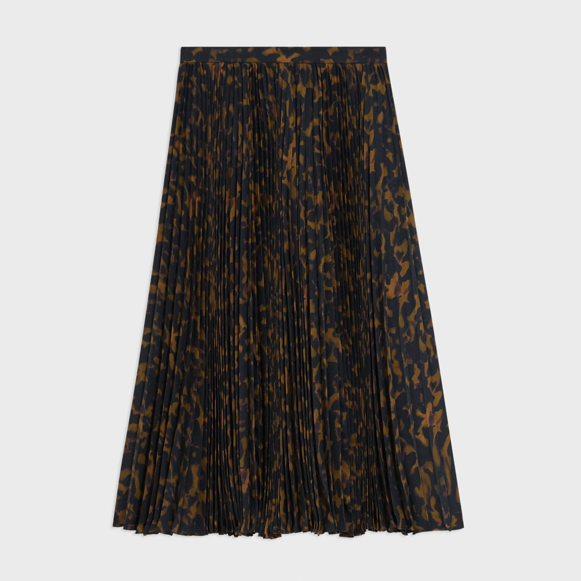 Theory Pleated Midi Skirt In Tortoiseshell Printed Georgette-Women Skirts