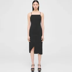 Theory Pleated Sleeveless Midi Dress In Crisp Poly-Women Dresses